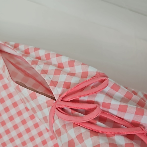 Isaac Mizrahi Dress size1x pink check with slits on 3/4 bell sleeve - Picture 3 of 7